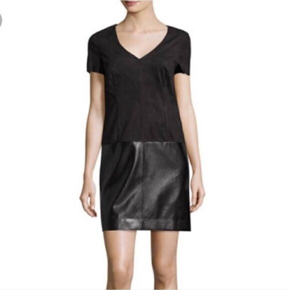 LAUNDRY BY SHELLI SEGAL Faux Leather & Suede Dress - Size 6 - Picture 1 of 7